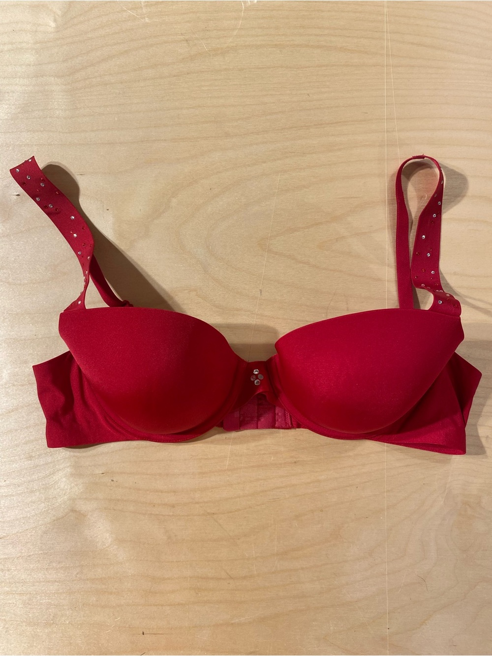 Ambrielle Red Padded Underwire Bra with Decorative Strap Accents 38B (SJ)